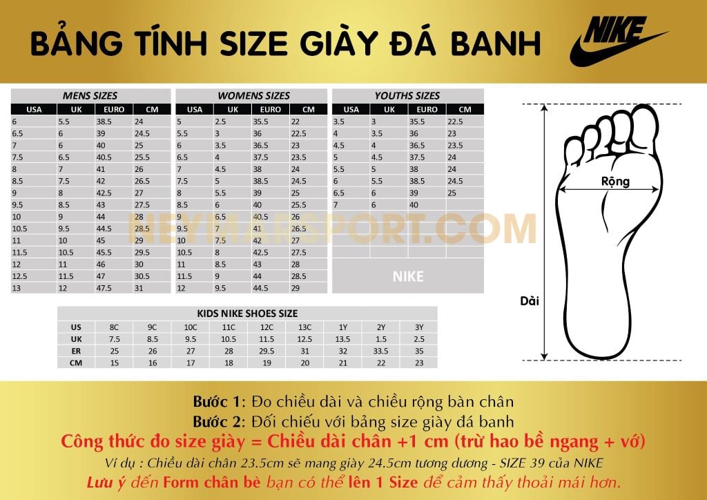 Cách Đo Kích Cỡ Bàn Chân Để Chọn Size Giày Đá Bóng